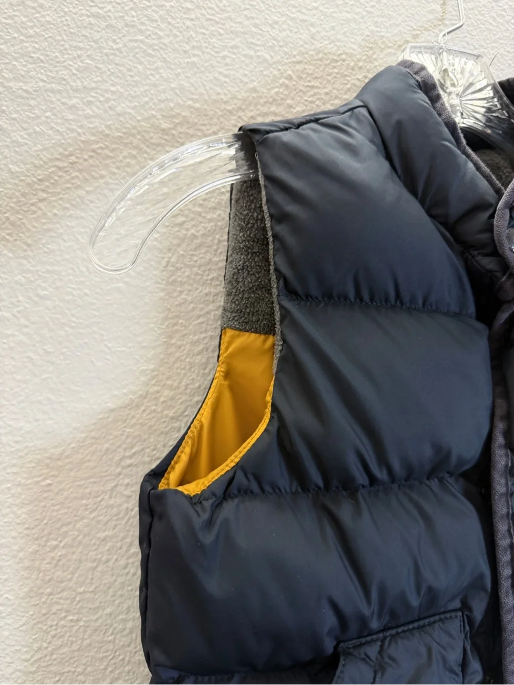 Kids Navy Puffer Vest with Mustard Lining